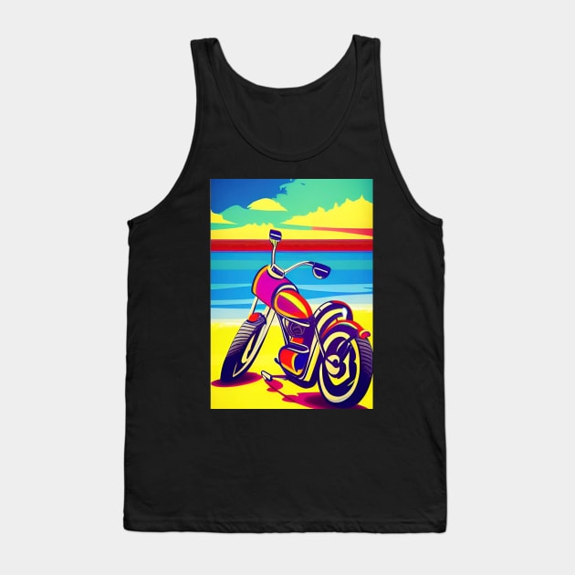 CLASSIC COOL RETRO MOTORCYCLE ON THE BEACH Tank Top by sailorsam1805